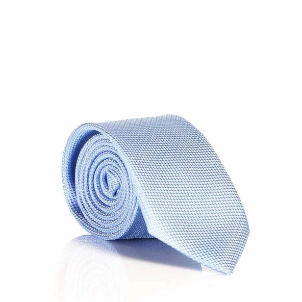 Açık Mavi Slim Fit Düz Renk Dokuma Kravat / DDK-10 ürün görseli 1