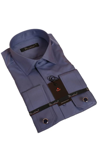İndigo Büyük Beden Rahat Kesim Micro Kumaş Kol Düğmeli Regular Fit Erkek Gömlek - 190-5 ürün görseli 1