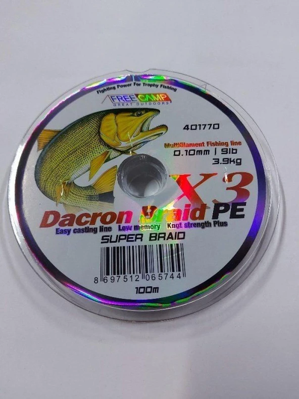 FreeCamp Dacron Braid x3 PE 100m İp Misina ürün görseli 1