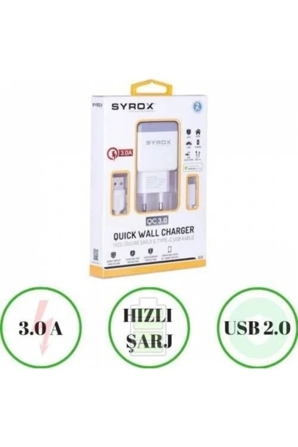 UMUT BİLİŞİM_Realme Q Uyumlu Type-C Girişli Hızlı Şarj Aleti Cihazı Adaptör+Kablo 3.0A Q32 ürün görseli 1