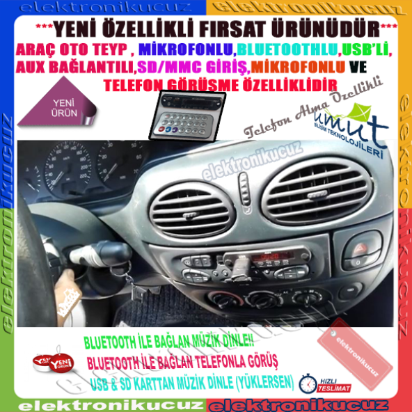 Megan 1 Bluetoothlu Oto Teyp Usbsd Çevirici Aux Kumandalı 12v Mikrofonlu Araç Içi Görüş ürün görseli 1