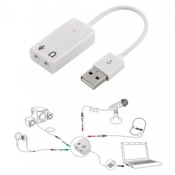 USB Ses Kartı 7.1 Virtual Sound 3D 5HV2 Çevirici Dönüştürücü Adaptör Kulaklık Mikrofon ürün görseli 1