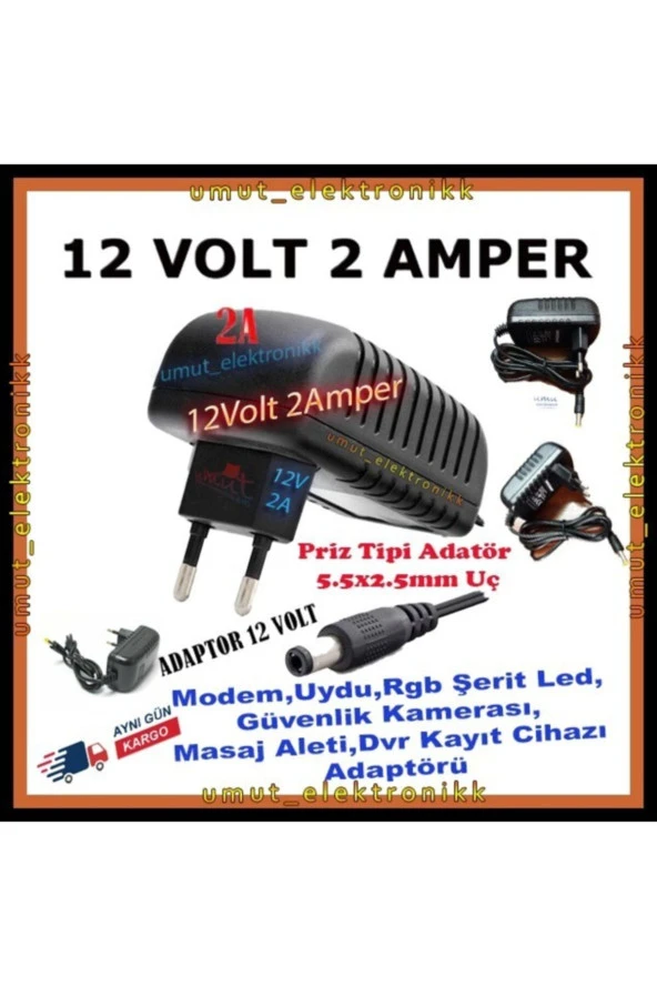 Adaptör 12v 2a Ac/dc Adaptör 12v Ac Adaptör Switch Mode Korumalı Tablet /modem/led 12v Adaptör - Resim 2