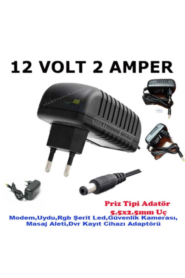 12 Volt 2 Amper 12v 2a Yılbaşı Led Let Işık Adapter ürün görseli 1