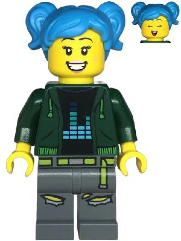 Lego Minifigür Creator Poppy Starr - Dark Green Hoodie, Dark Bluish Gray Legs twn475 ürün görseli 1