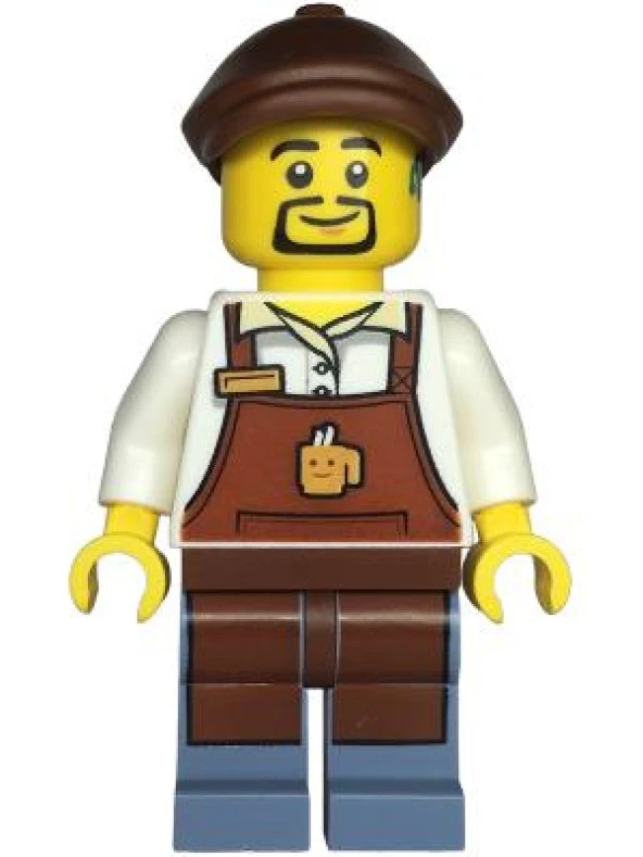 Lego Minifigür Creator Barista - Male, Reddish Brown Apron with Cup and Name Tag twn473 ürün görseli 1