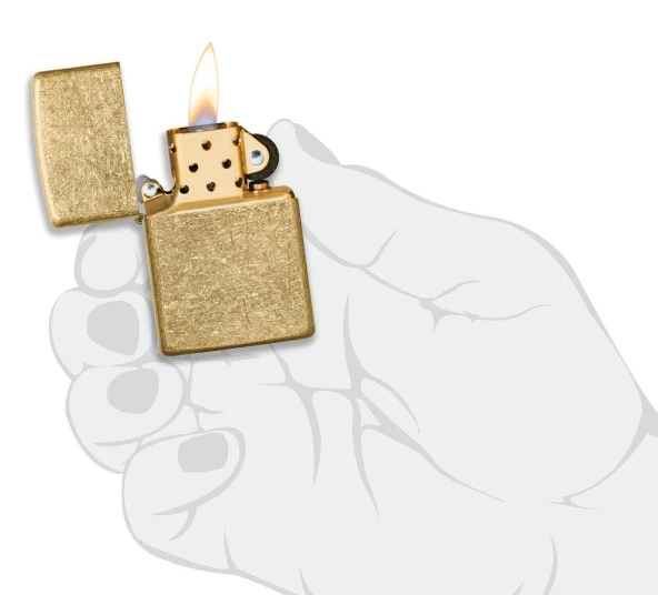 Zippo Regular Tumbled Brass Dizayn Çakmak - Resim 4