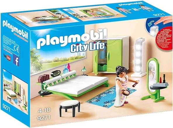 Playmobil 9271 City Life Çalışan Lambalı Yatak Odası, eğlenceli ve yaratıcı rol yapma, 4 yaş ve üzeri çocuklar için uygu ürün görseli 1