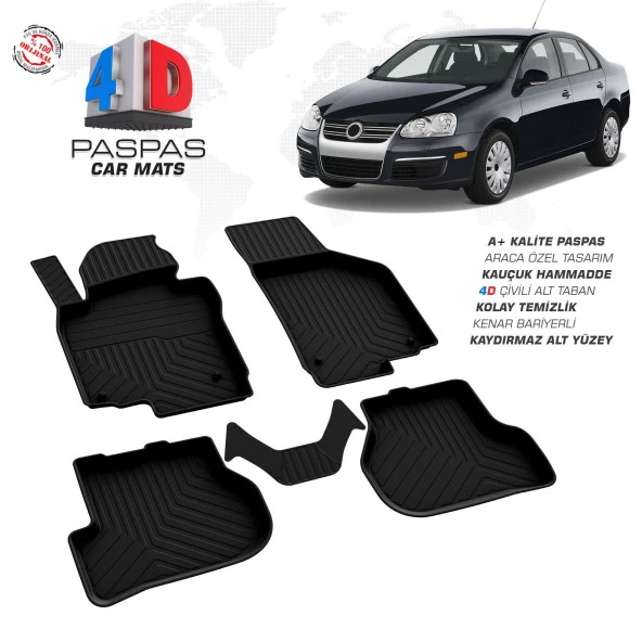VW Jetta 4D Araca Özel Havuzlu Kauçuk Paspas 2005-2010 ürün görseli 1