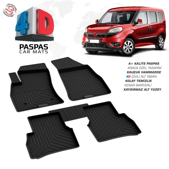 Fiat Doblo 4D Araca Özel Havuzlu Kauçuk Paspas 2010 ve Üzeri ürün görseli 1