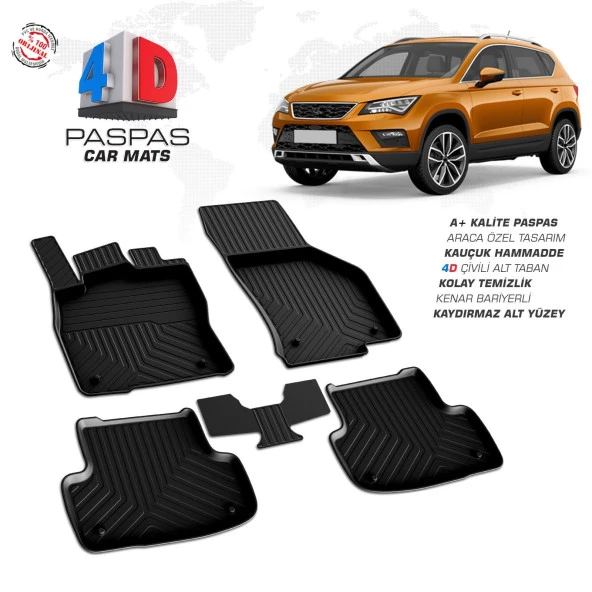 Seat Ateca 4D Araca Özel Havuzlu Kauçuk Paspas 2016 ve Üzeri ürün görseli 1