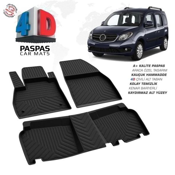 Mercedes Citan 4D Araca Özel Havuzlu Kauçuk Paspas 2008 ve Üzeri ürün görseli 1
