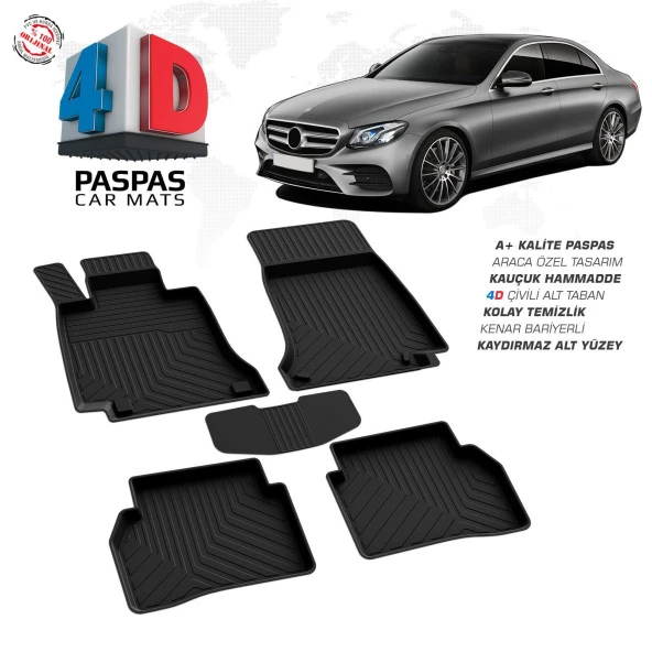 Mercedes E Serisi W213 4D Araca Özel Havuzlu Kauçuk Paspas 2016 ve Üzeri ürün görseli 1