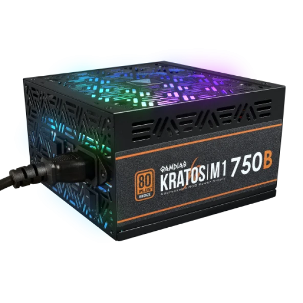 GAMDIAS KRATOS M1-750B, 750W, 80+ Bronze,  Aktif PFC, RGB, GAMING, ATX, Power Supply PSU ürün görseli 1