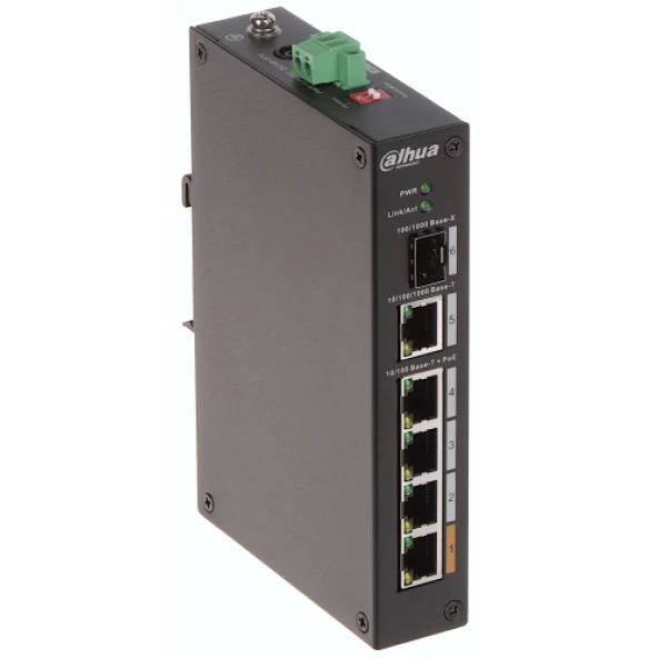 DAHUA PFS3106-4ET-60-V2,  6 Port, Megabit,  4FE PoE Port 4xPoE 60W ,1GE Uplink, 1GE SFP Yönetilemez Switch ürün görseli 1