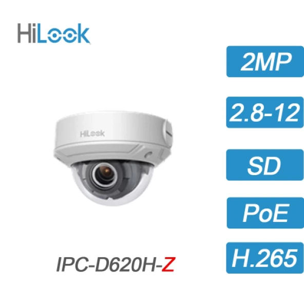 HILOOK  IPC-D620H-Z 2MP 2.8MM-12MM 30MT IP67 POE/ONVIF IR DOME IP KAMERA ürün görseli 1