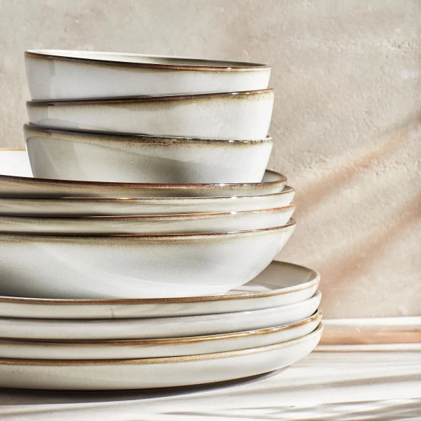 16 Parça GLADELİG Yemek Takımı MeridyenDukkan Gri Renk Modern Set Stoneware ürün görseli 1