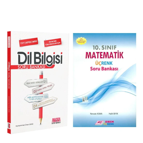 Esen Üç Renk 10.Sınıf Matematik ve AKM Dil Bilgisi Soru Bankası Seti 2 Kitap ürün görseli 1
