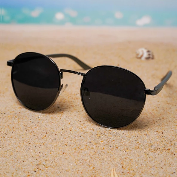 Di Caprio DC1224GUN Metalik Gri Yuvarlak Oval Polarize Camlı Unisex Güneş Gözlüğü ürün görseli 1