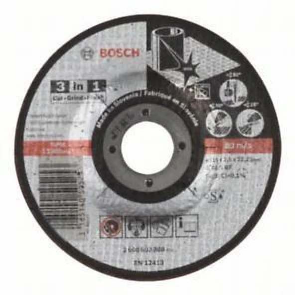 Bosch 3İn1 Metal kesme taşı 115 MM 2.608.602.388 ürün görseli 1