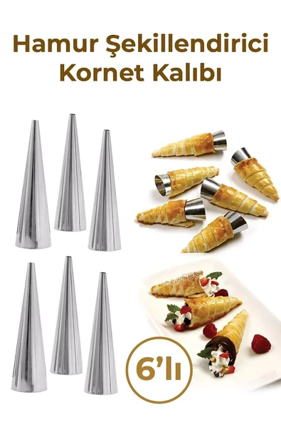 Mithra Life 6 lı Paslanmaz Çelik Hamur Kornet Kalıbı MIT1043 ürün görseli 1