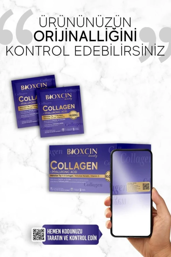 Bioxcin Beauty Collagen Toz 30 Saşe X 10.000 Mg Tip 1 - Tip 3 Hidrolize Kolajen - Keratin ürün görseli 1