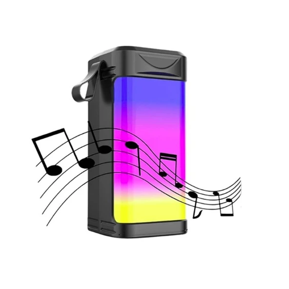 Usb Şarjlı Renkli LED Işıklı 1200 mAh 5W Portatif Müzik Sistemli Mini El Tipi Hoparlör ürün görseli 1
