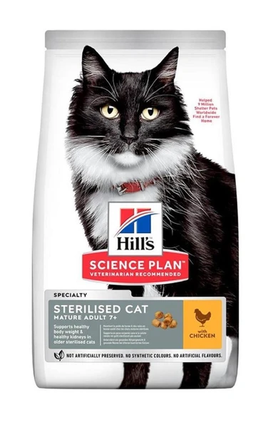 Hills 7+ Kısırlaştırılmış Tavuklu Yaşlı Kedi Maması 1,5 Kg ürün görseli 1