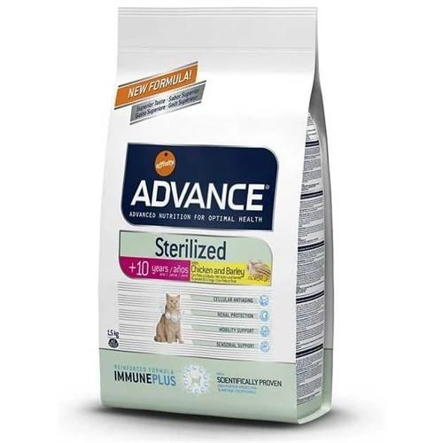 Advance Sterilised 10+ Yaşlı Tavuklu Kısırlaştırılmış Kedi Maması 1.5 Kg ürün görseli 1
