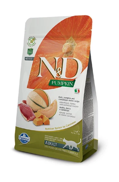 ND Tahılsız Balkabaklı Ördekli Kavunlu Kedi Maması 1.5 Kg ürün görseli 1