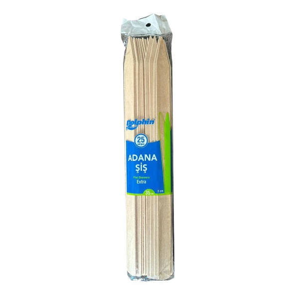 Dolphin Bambu Ahşap Adana Çöp Şiş - Boy : 35 Cm. / En : 2 Cm. - 25 Adetlik 1 Paket ürün görseli 1