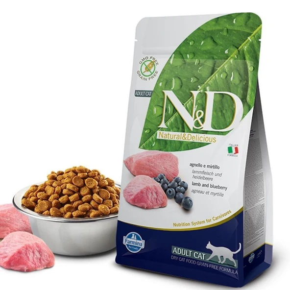 ND Tahılsız Kuzu Etli Yaban Mersinli Kedi Maması 1,5 Kg ürün görseli 1