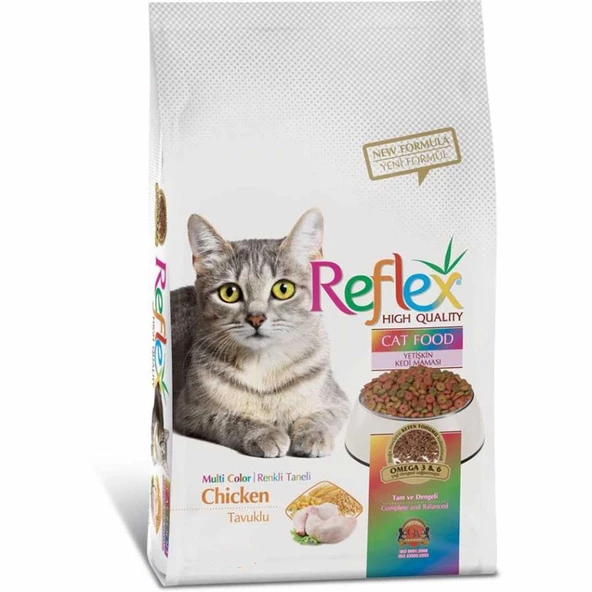 Reflex Beyaz Multicolor Tavuklu Renkli Yetişkin Kedi Maması 15 KG ürün görseli 1