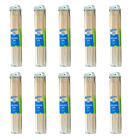 Dolphin Bambu Ahşap Adana Çöp Şiş - Boy : 35 Cm. / En : 2 Cm. - 25 Adetlik 10 Paket ürün görseli 1