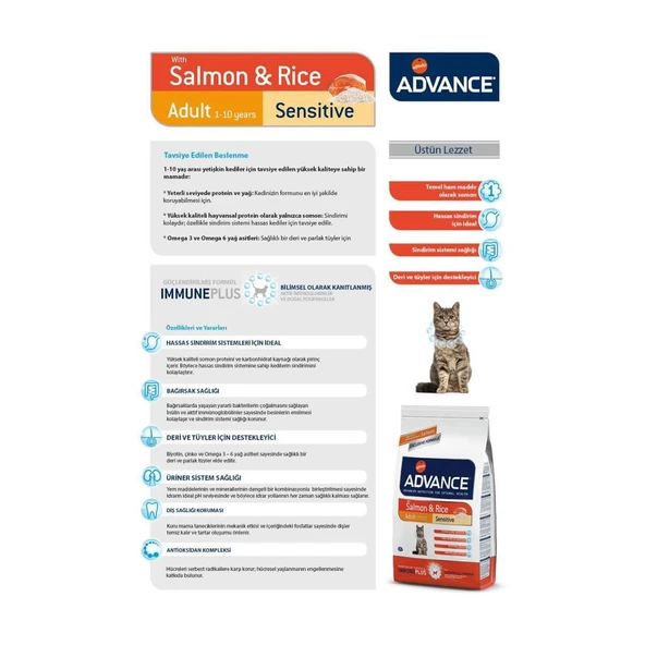 Advance Sensitive Somonlu Kedi Maması 3 Kg - Resim 2