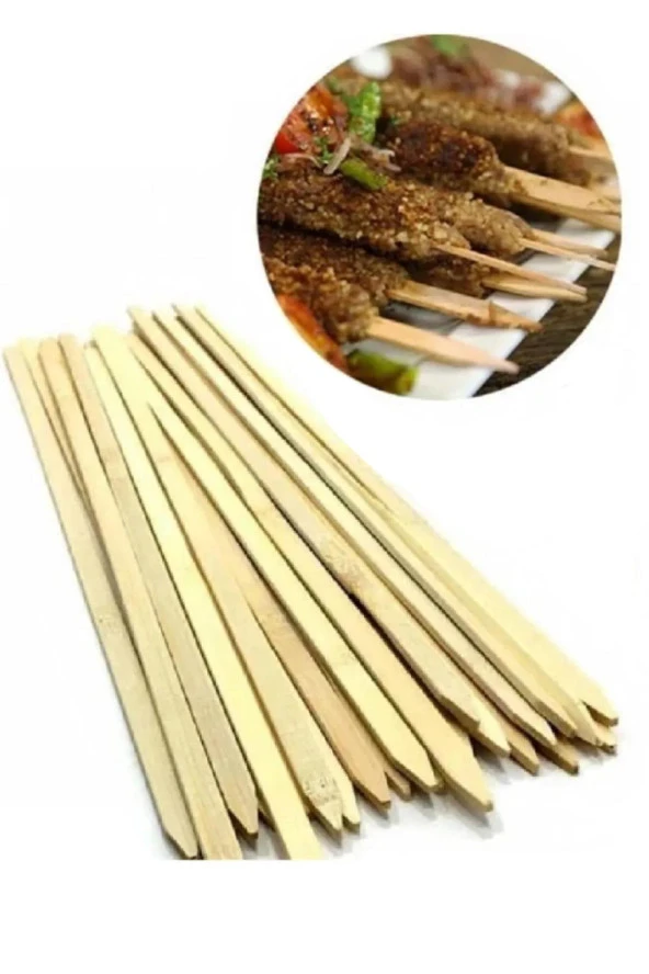 Dolphin Bambu Ahşap Adana Çöp Şiş - Boy : 24 Cm. / En : 2 Cm. - 25 Adetlik 1 Paket ürün görseli 1