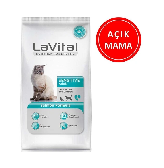 Lavital Sensitive Somonlu Kedi Maması 1 kg AÇIK ürün görseli 1