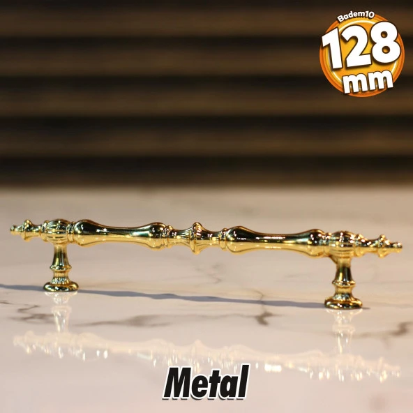 Şehzade Kulp Mobilya Mutfak Dolabı Çekmece Dolap Kulpları Kapak Kulpu Kulbu Gold 128 mm Metal ürün görseli 1