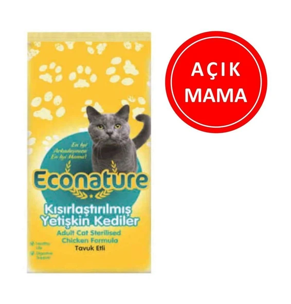 Econature Tavuk Etli Kısırlaştırılmış Kedi Maması 1 KG AÇIK ürün görseli 1