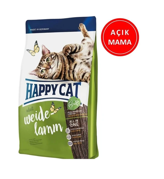 Happy Cat Weide Lamm Kuzu Etli Yetişkin Kedi Maması 1 kg AÇIK ürün görseli 1