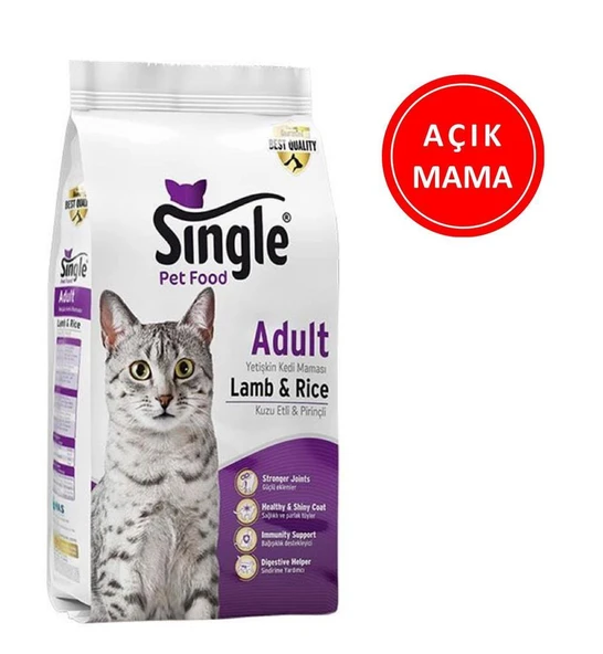 Single Yetişkin Kuzulu Kedi Maması 1 kg AÇIK ürün görseli 1