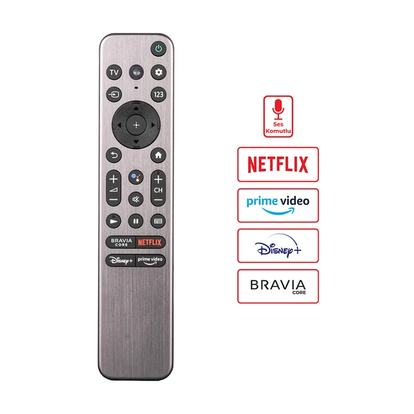 Sony RMF-TX900U Bravia Core Netflix Disney Prime Video Tuşlu Ses Komutlu Lcd Led TV Kumanda ürün görseli 1