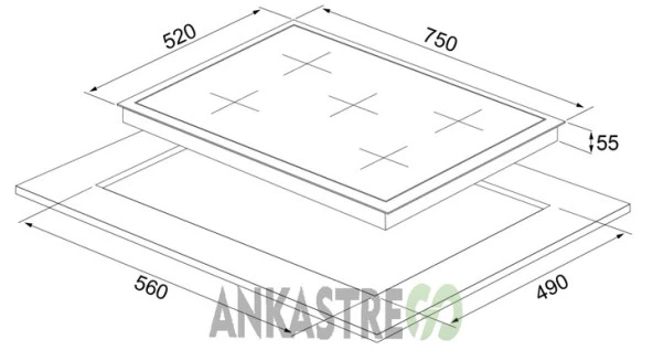 Silverline CS5622B01 Siyah Cam Ankastre Ocak - Resim 3