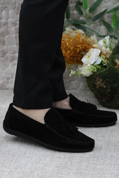 Mehmet Mete 31019 Siyah Süet Hakiki Deri Loafer Erkek Babet Erkek Ayakkabı ürün görseli 1