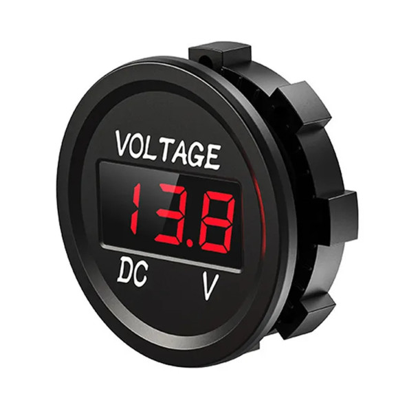 Su Geçirmez Dc 6V / 48V Voltmetre Yuvarlak Panel Tip Montajlanabilir Dijital Kırmızı Renk Led ürün görseli 1