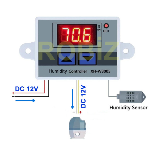 XH-W3005 DC 12V Dijital Nem Kontrol Cihazı 120W Güç Kuluçka Depo Oda Sera Havalandırma ürün görseli 1