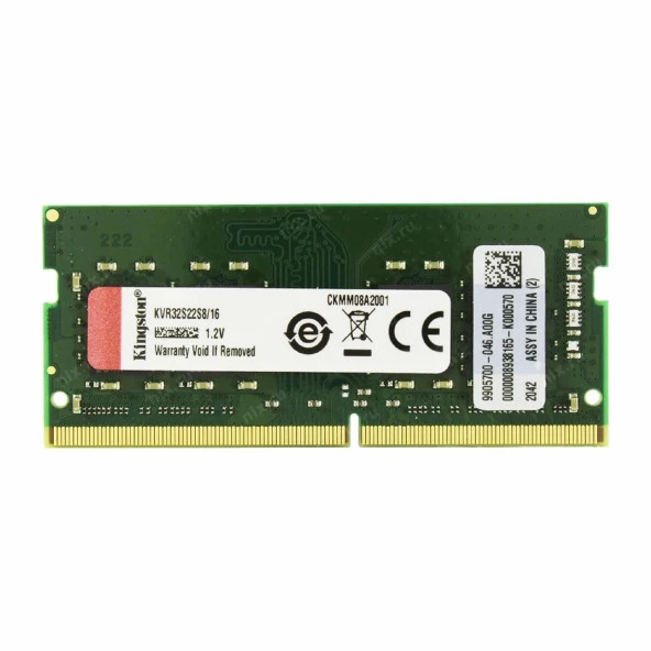 KINGSTON KVR32S22S8/16 16GB (Tek Parça) DDR4 3200Mhz Notebook Bellek ürün görseli 1