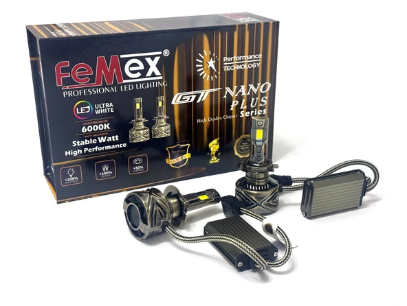 Femex GT Nano Plus Csp LUMILED ROYAL Chipset Radyatör Soğutmalı H7 Led Xenon Led Headlight ürün görseli 1