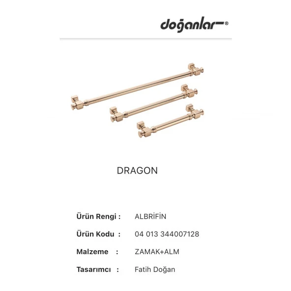 5 Adet Doğanlar Dragon 192 mm Mobilya Kulp Albrifin - Resim 3