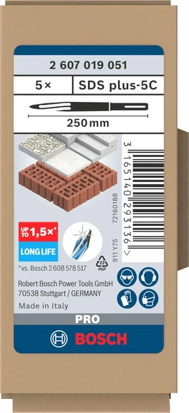 Bosch Sivri Keski SDS-Plus Longlife 250 mm 5'li ürün görseli 1